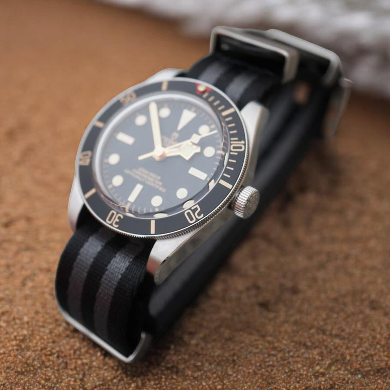 Nato Strap - Farbe schwarz grau James Bond