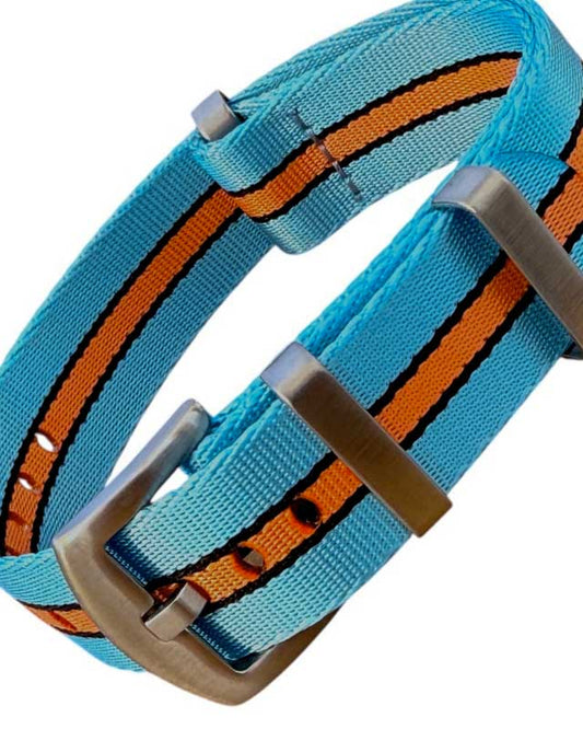 Nato Strap - Farbe hellblau orange schwarz